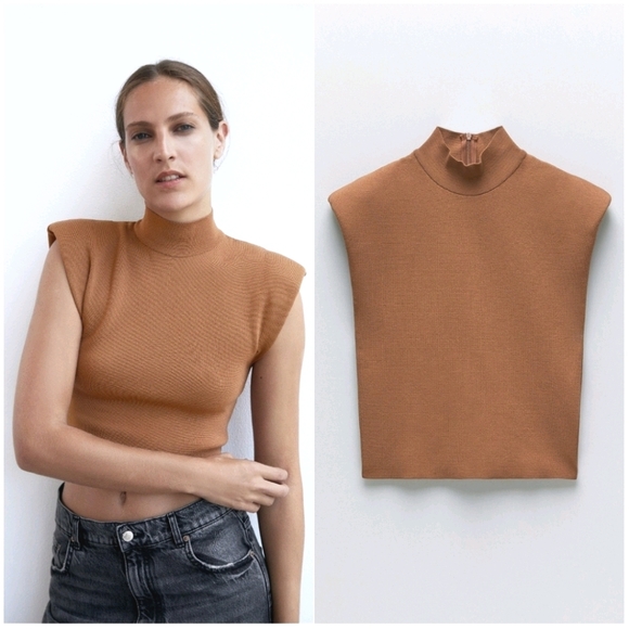 Zara Tops - NWT ZARA | Shoulder Pad Sleeveless Knit Top